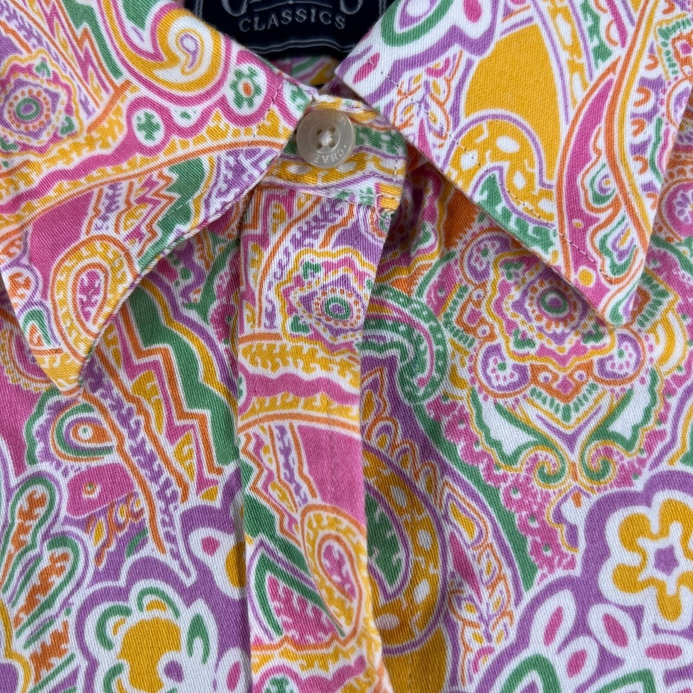 Chaps Shirt Womens Large Orange Designer Long Sleeve Button Up Casual Comfort - Picture 7 of 14
